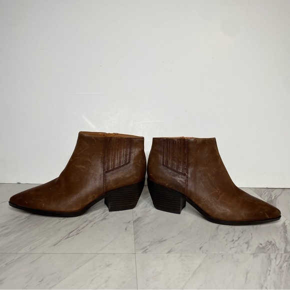 Franco Sarto Spur Brown Leather Bootie 7 1/2 M - Picture 7 of 15